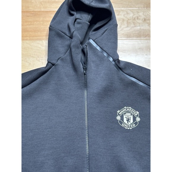 Adidas Manchester United Fleece Jacket Hoodie Men XL Charcoal Gray - Picture 2 of 16